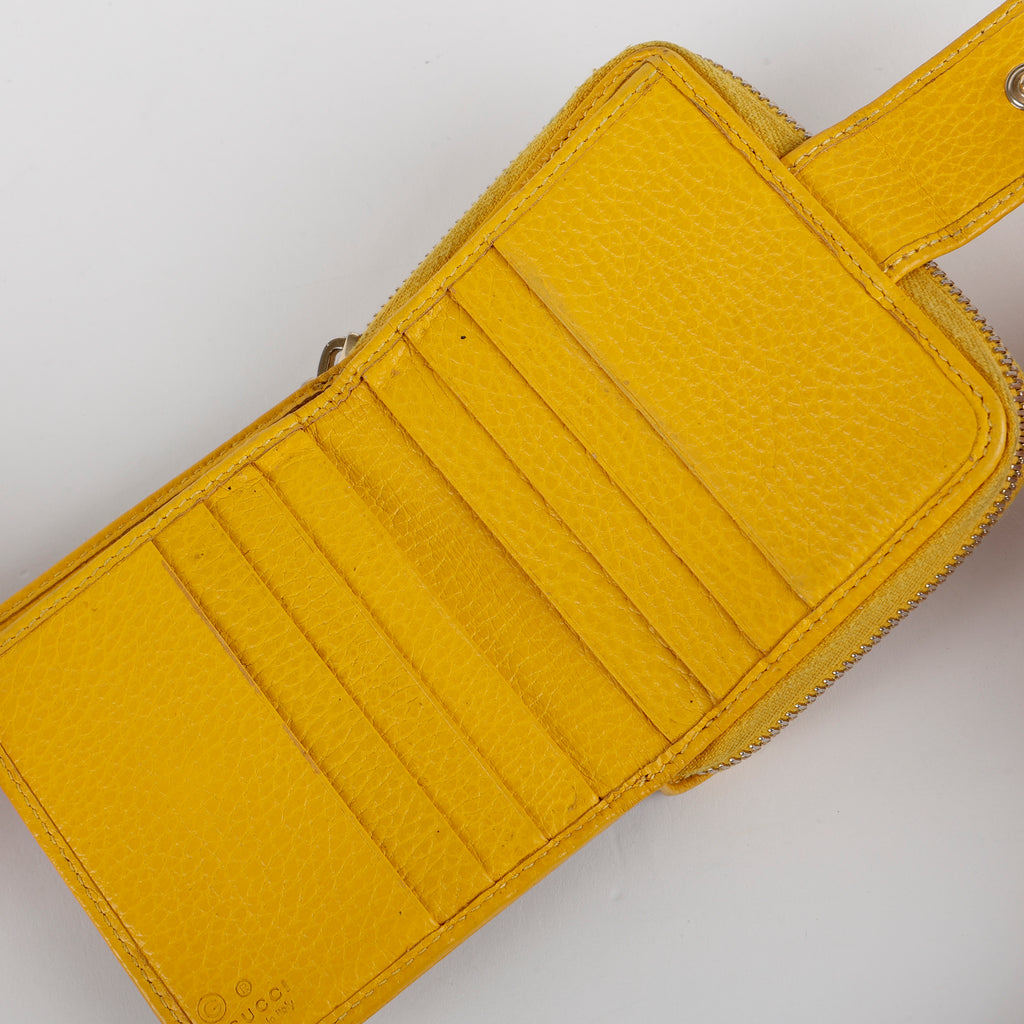 GG French Zip Compact Wallet, Yellow Canvas