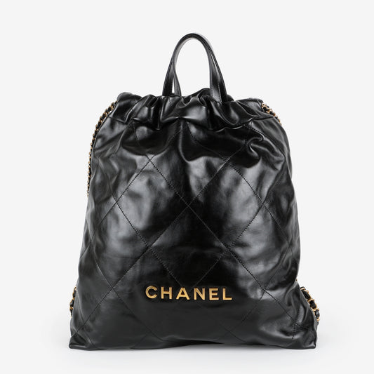 Chanel 22 Backpack, Black Calfskin