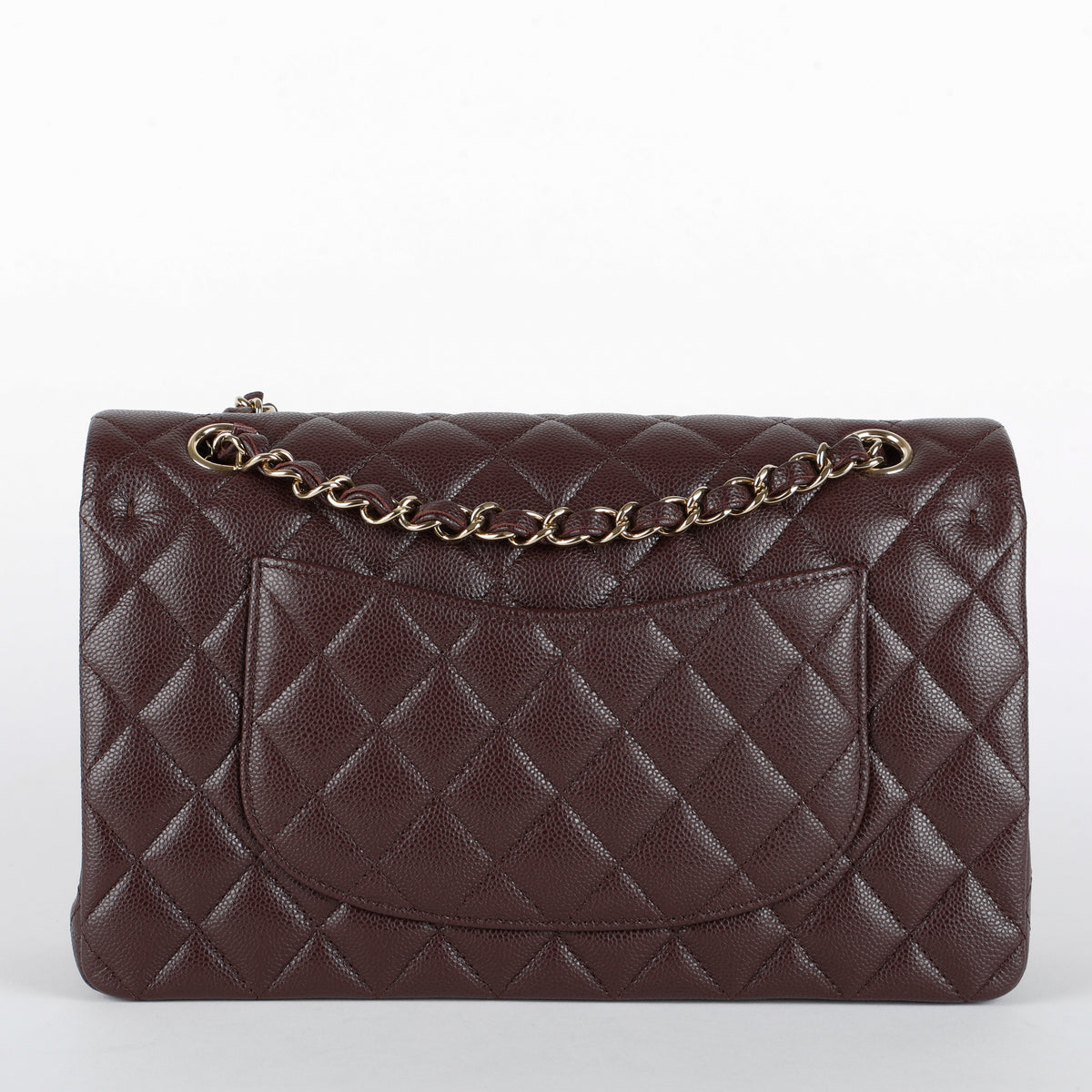 Caviar Medium Double Flap, Bordeaux Gold Hardware