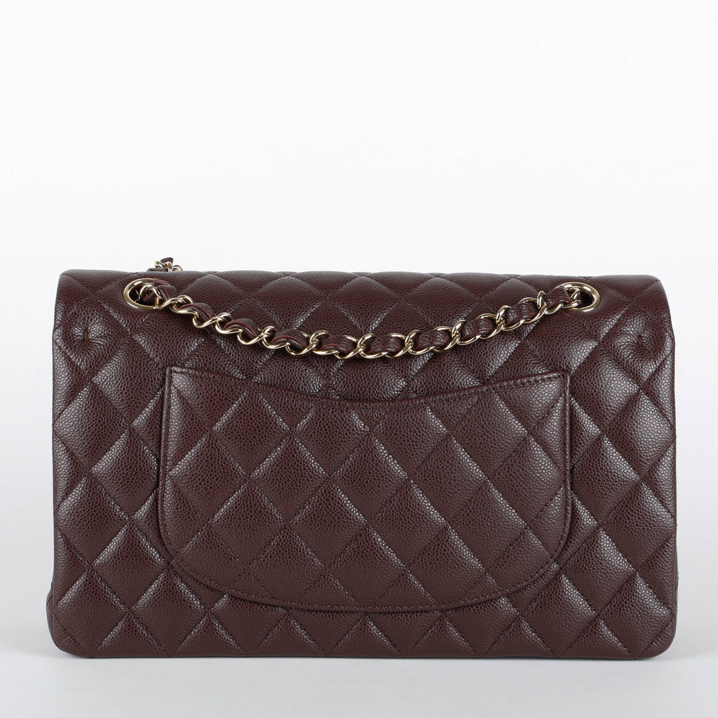 Caviar Medium Double Flap, Bordeaux Gold Hardware