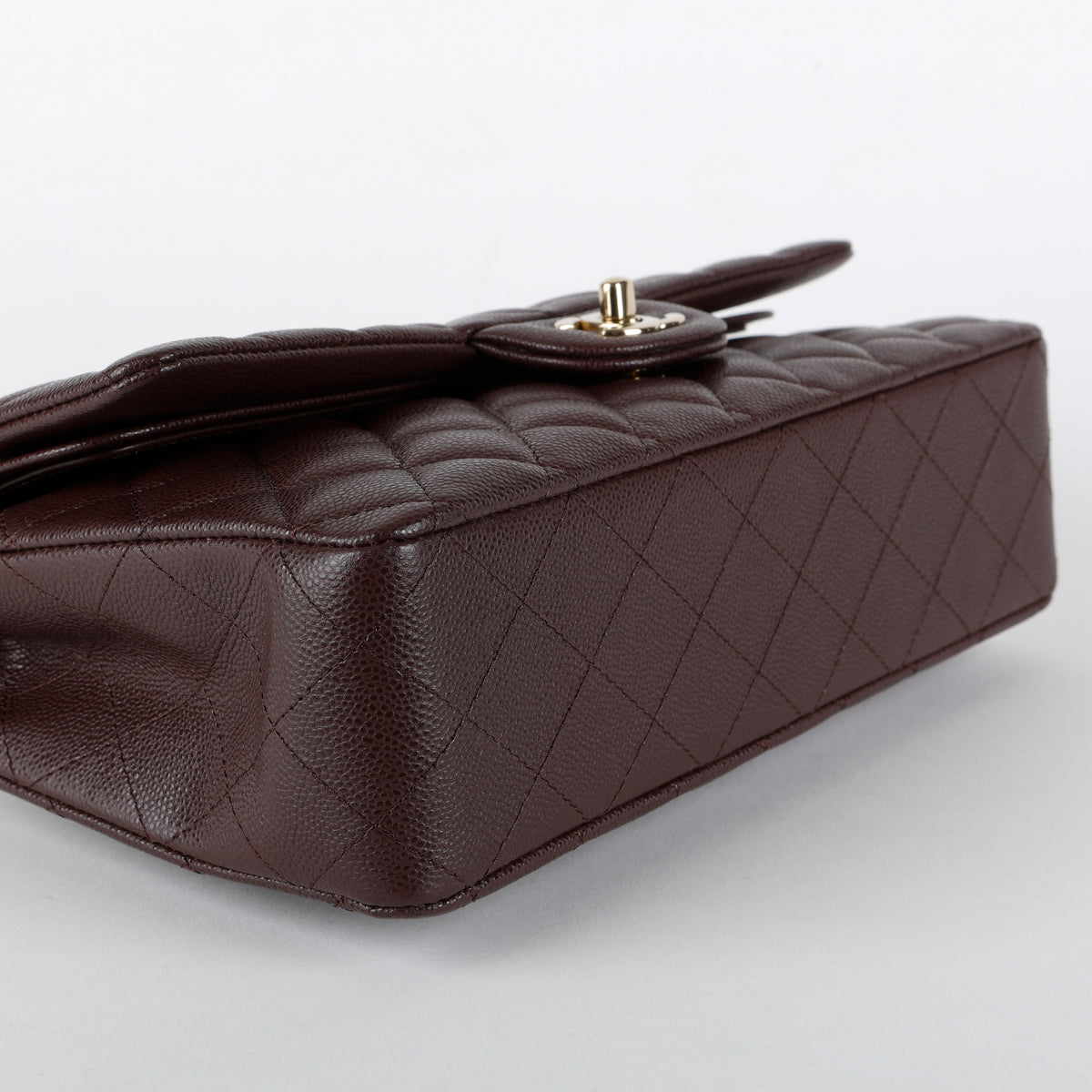 Caviar Medium Double Flap, Bordeaux Gold Hardware