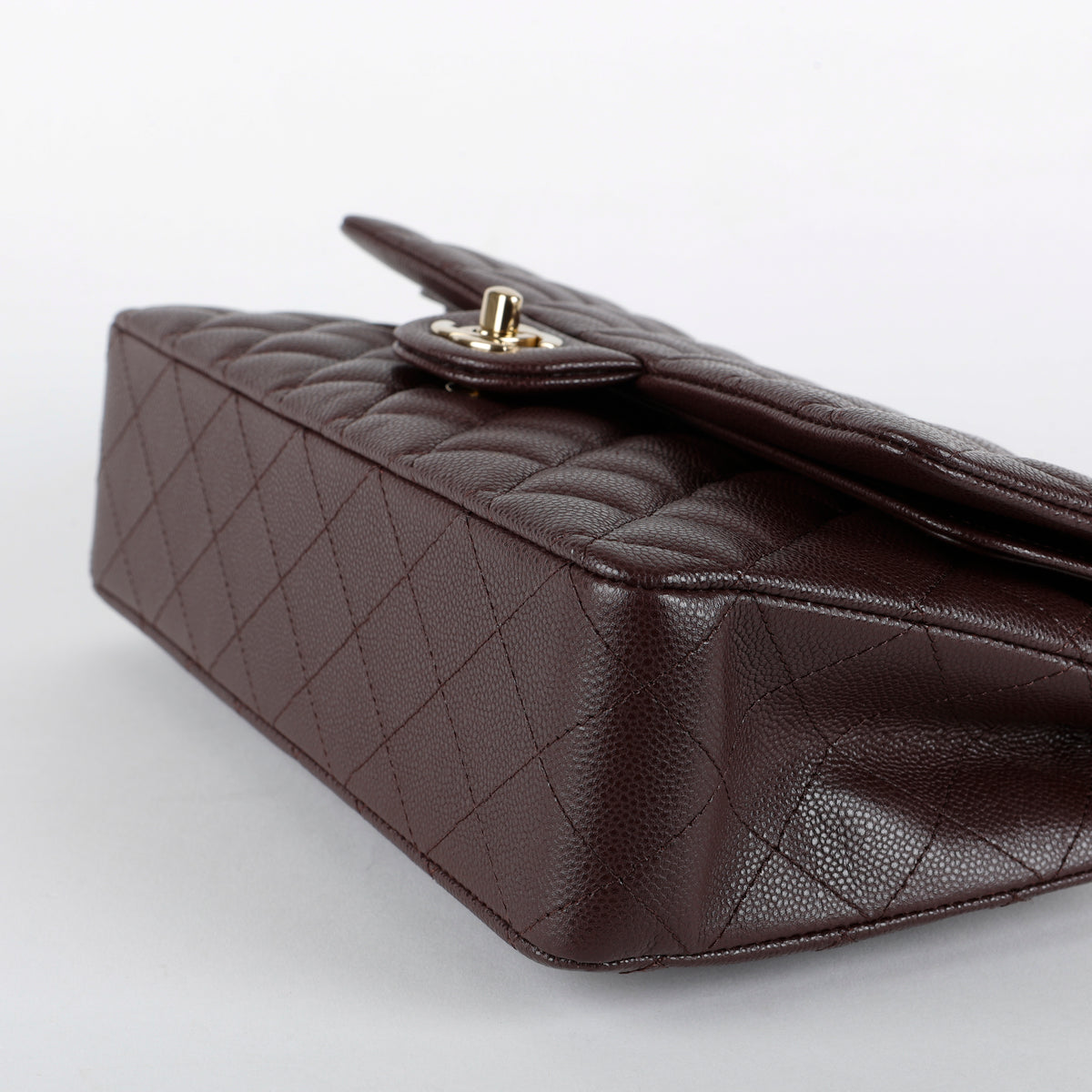 Caviar Medium Double Flap, Bordeaux Gold Hardware