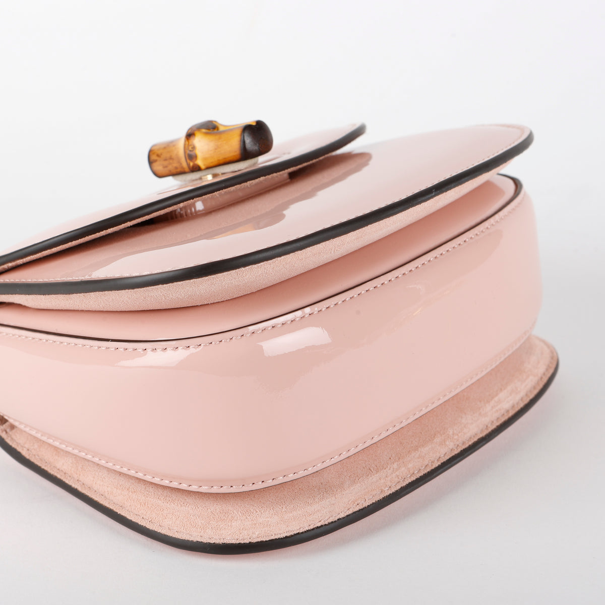 1947 Mini Crystal Bamboo Top Handle, Pink Patent