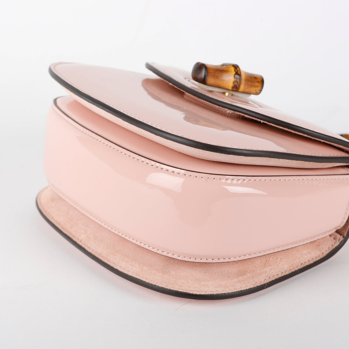 1947 Mini Crystal Bamboo Top Handle, Pink Patent