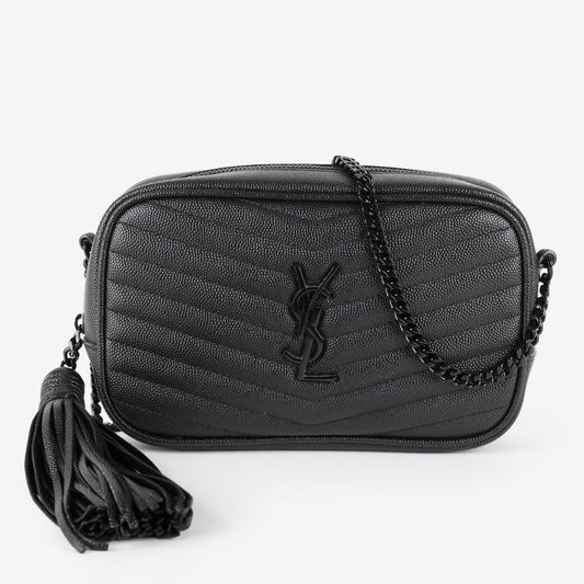 Mini Lou Camera Bag, So Black Grain de Poudre