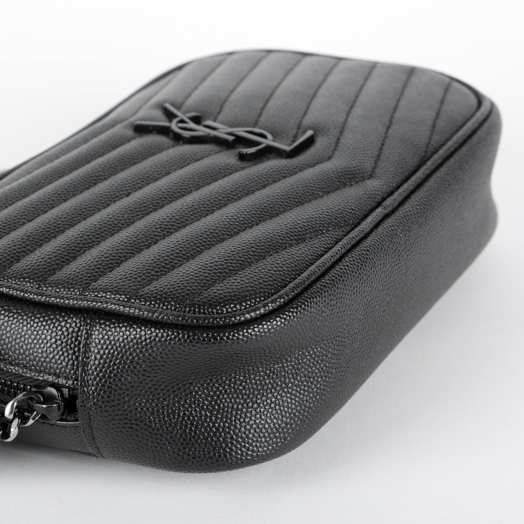 Mini Lou Camera Bag, So Black Grain de Poudre