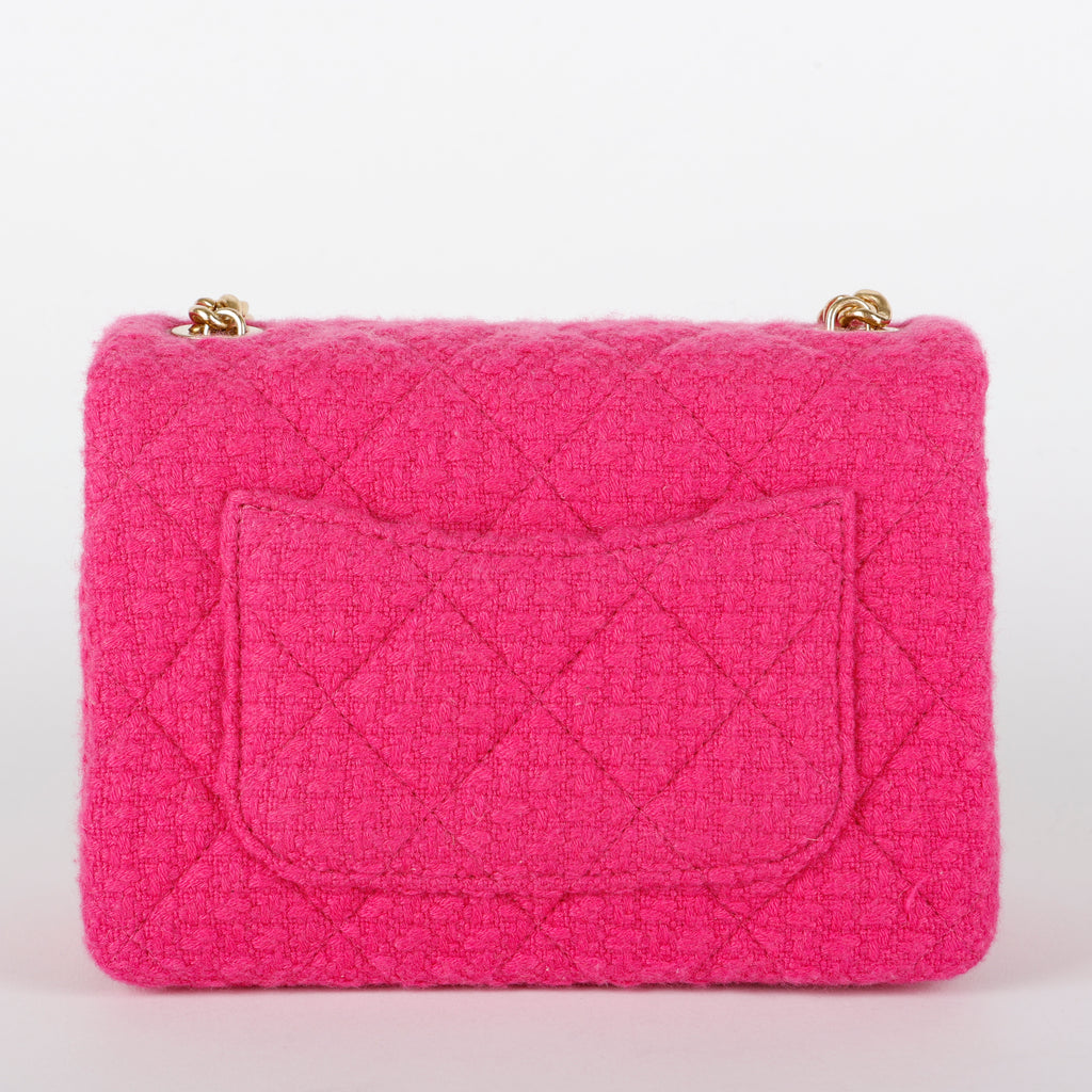 Mini Bijoux Flap, Magenta Quilted Tweed