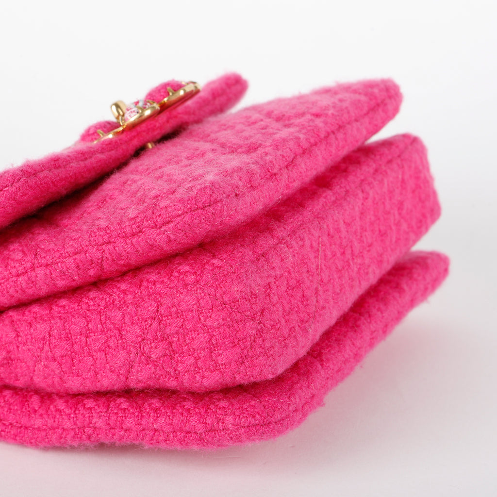 Mini Bijoux Flap, Magenta Quilted Tweed