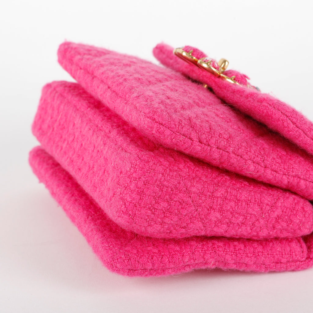Mini Bijoux Flap, Magenta Quilted Tweed