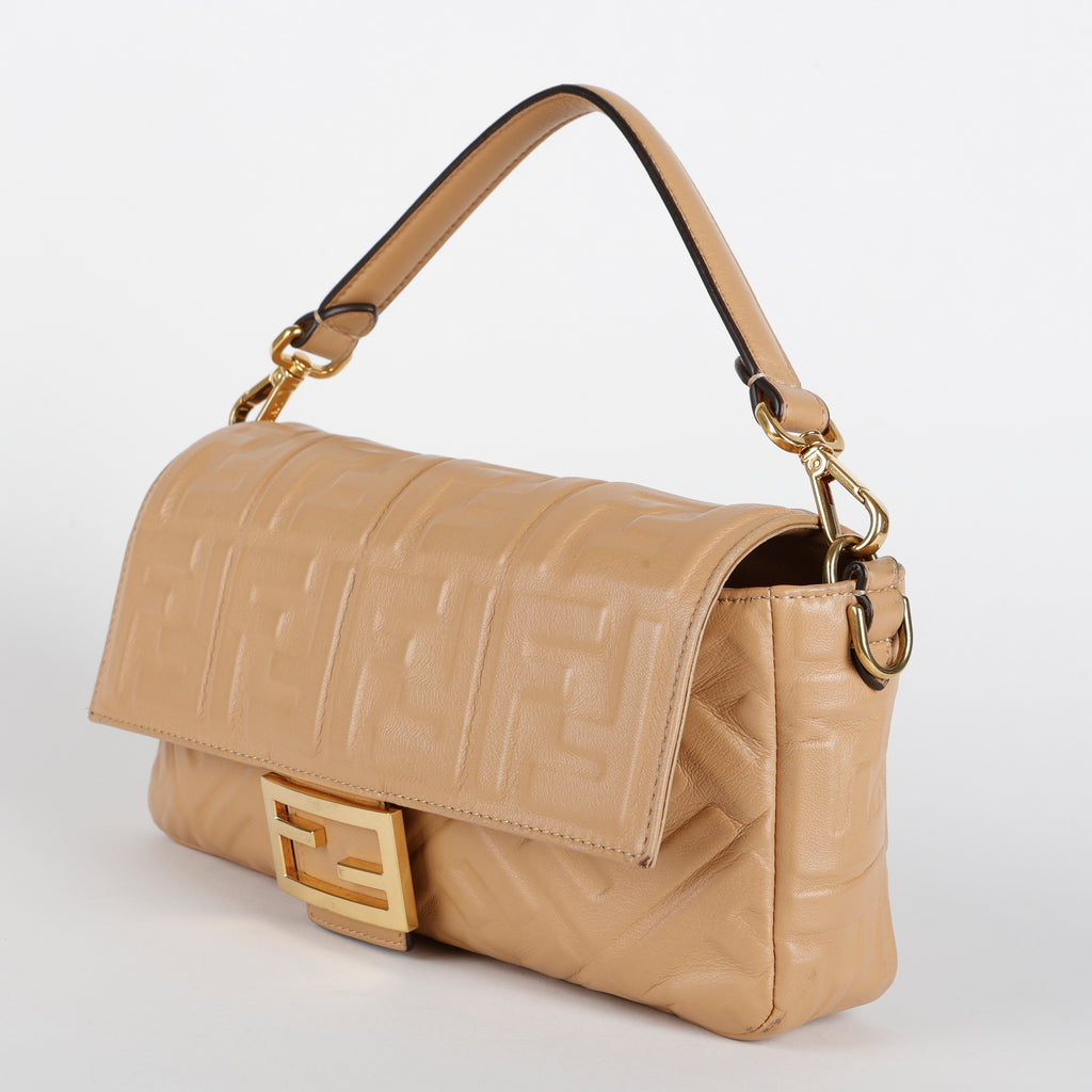 Medium FF Nappa Lambskin Baguette, Camel