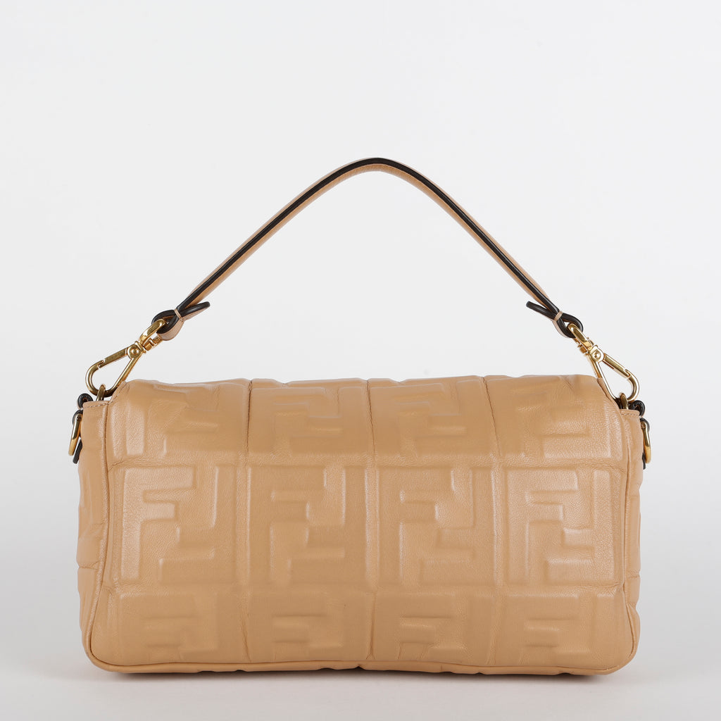 Medium FF Nappa Lambskin Baguette, Camel
