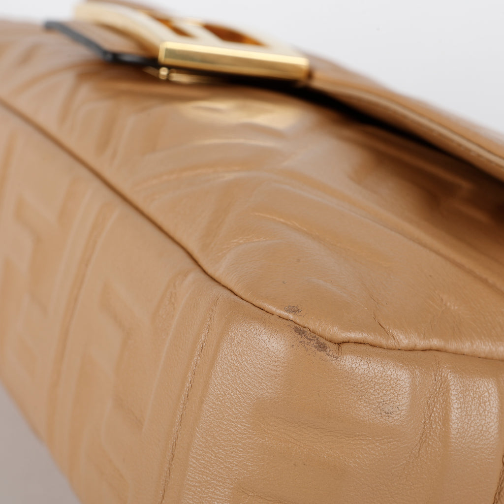 Medium FF Nappa Lambskin Baguette, Camel