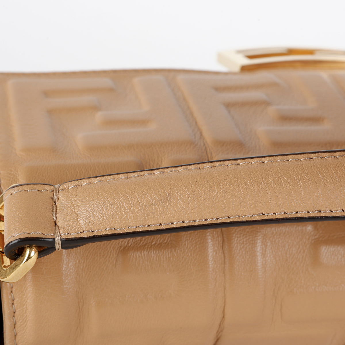 Medium FF Nappa Lambskin Baguette, Camel