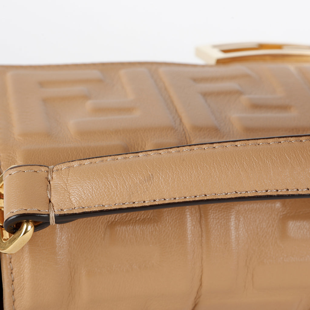 Medium FF Nappa Lambskin Baguette, Camel