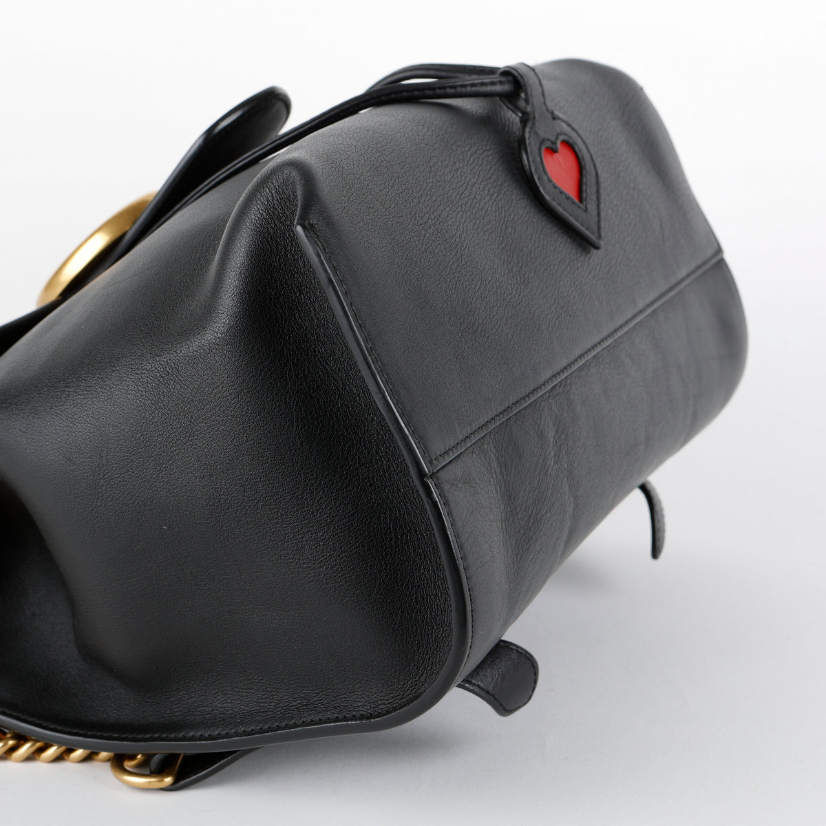 GG Marmont Web Chain Backpack, Black Calfskin