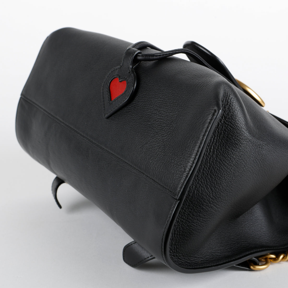 GG Marmont Web Chain Backpack, Black Calfskin