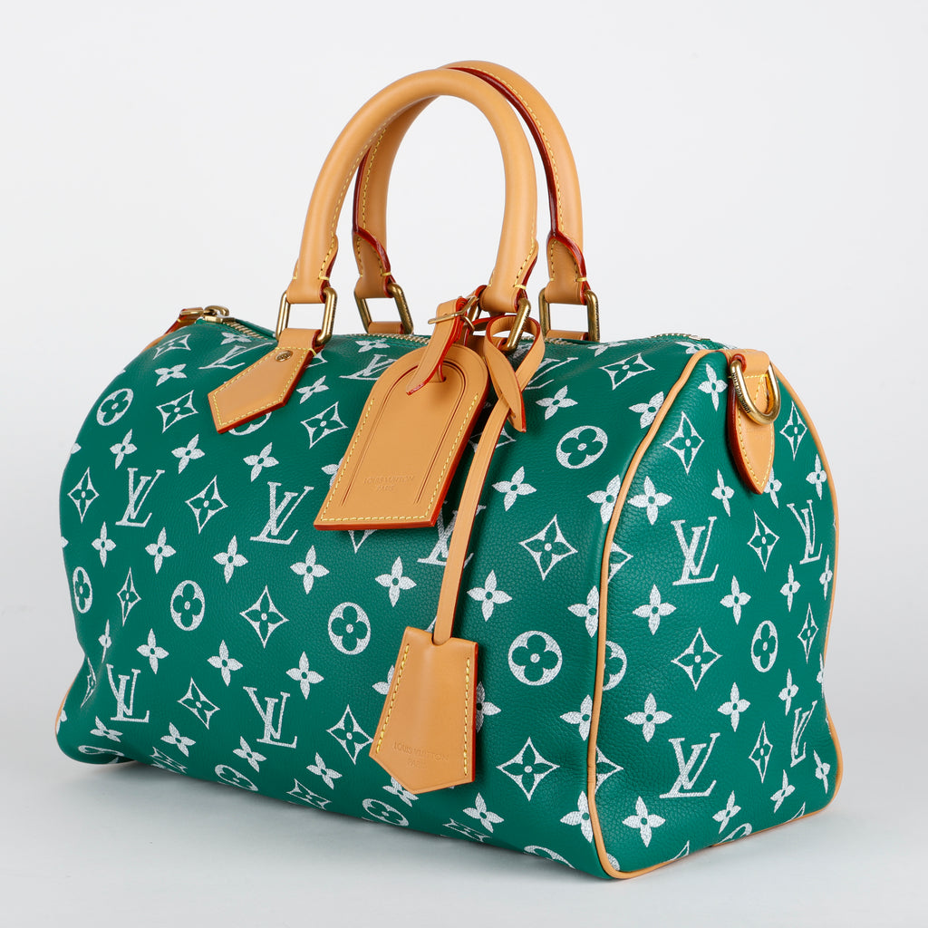P9 Speedy 30 Bandouliere, Green Monogram