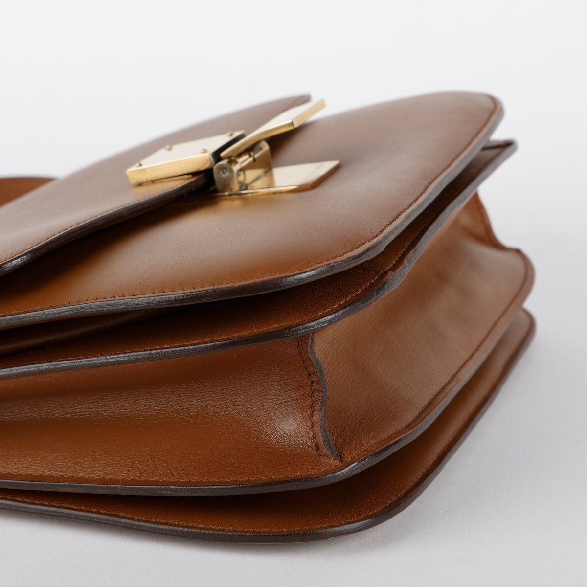 Medium Box Bag, Brown Grained Calfskin
