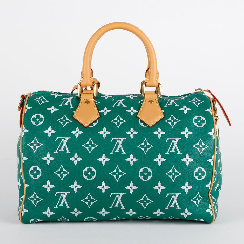 P9 Speedy 30 Bandouliere, Green Monogram