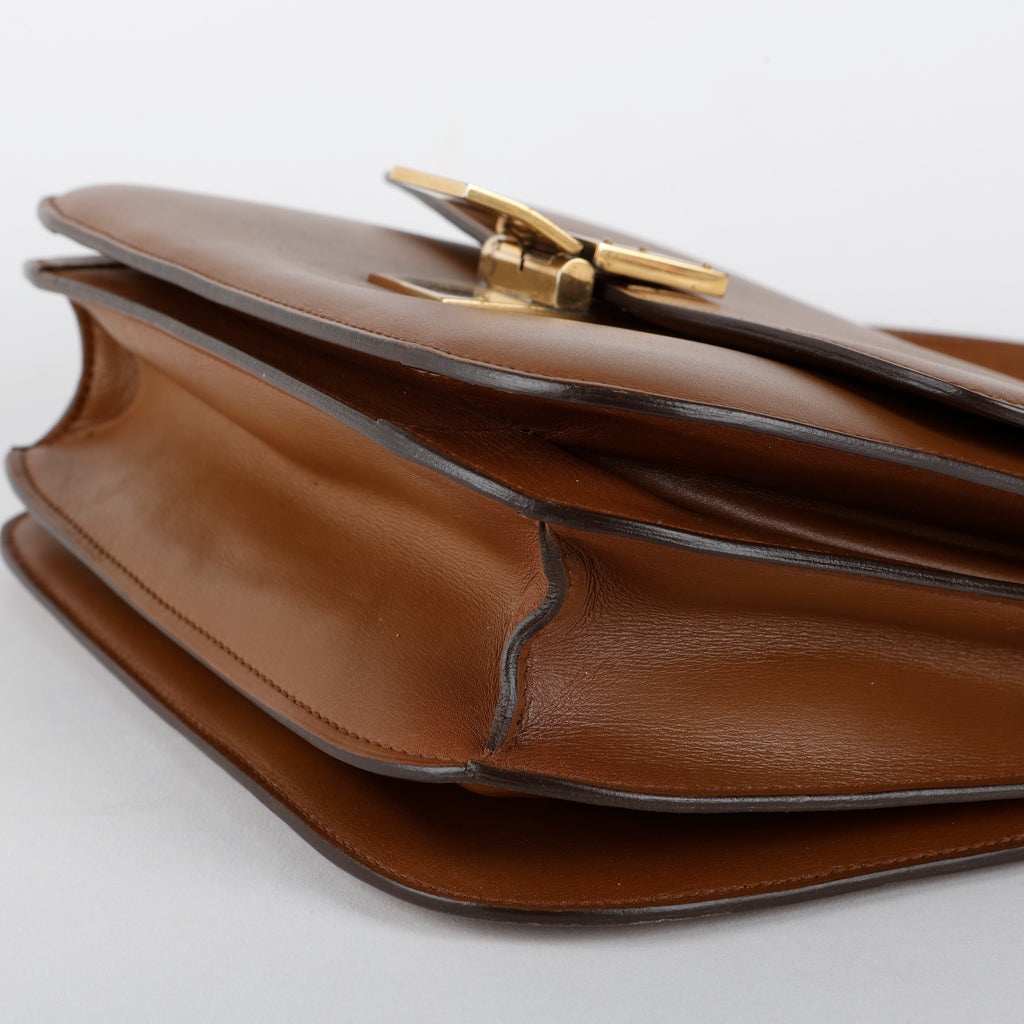 Medium Box Bag, Brown Grained Calfskin