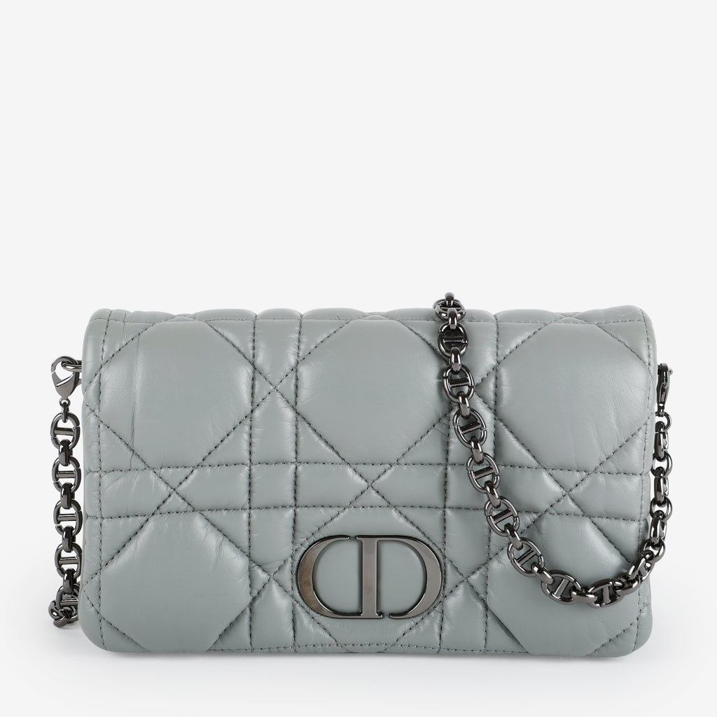 Mini Microcannage Caro Bag, Grey Calfskin RHW