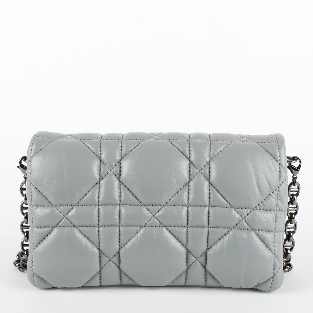 Mini Microcannage Caro Bag, Grey Calfskin RHW
