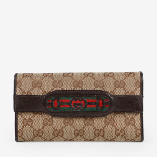 Vintage Web Continental Wallet, Canvas