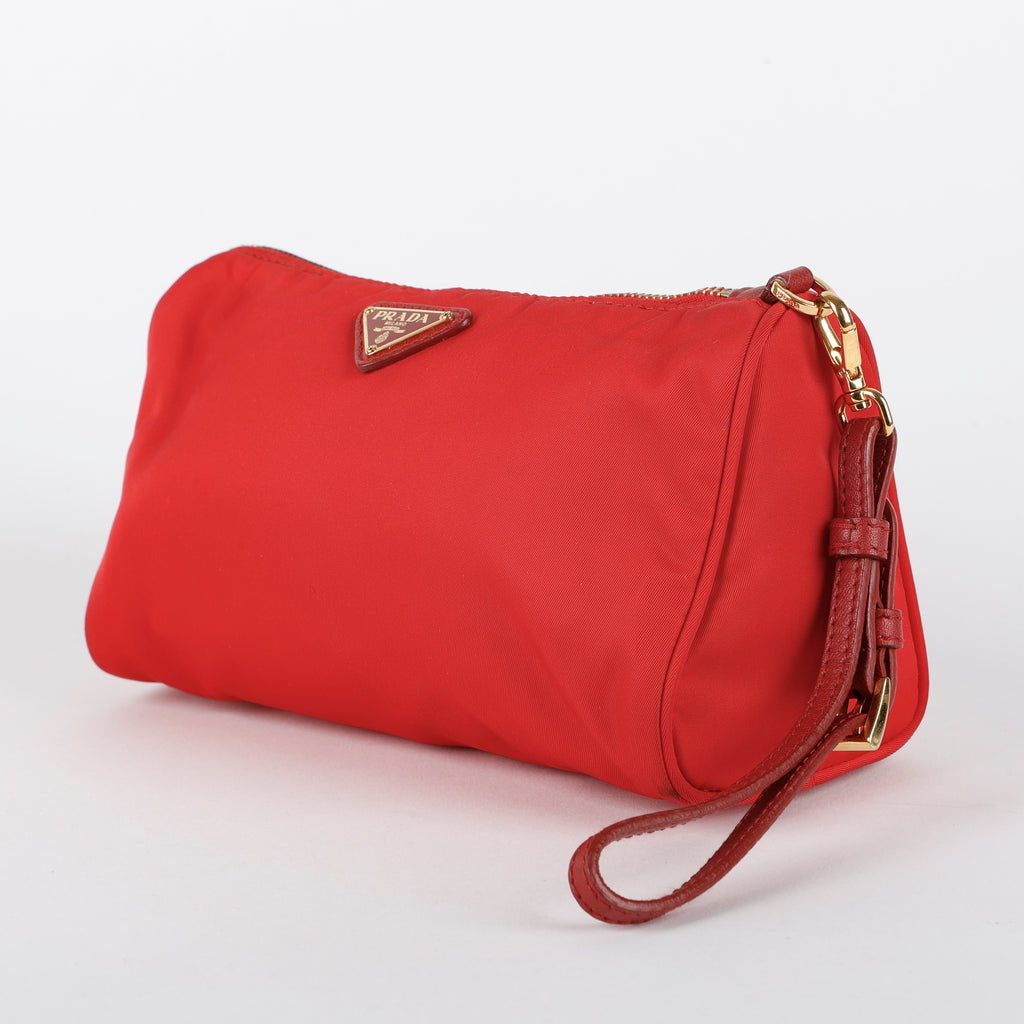 Zip Wristlet, Red Nylon