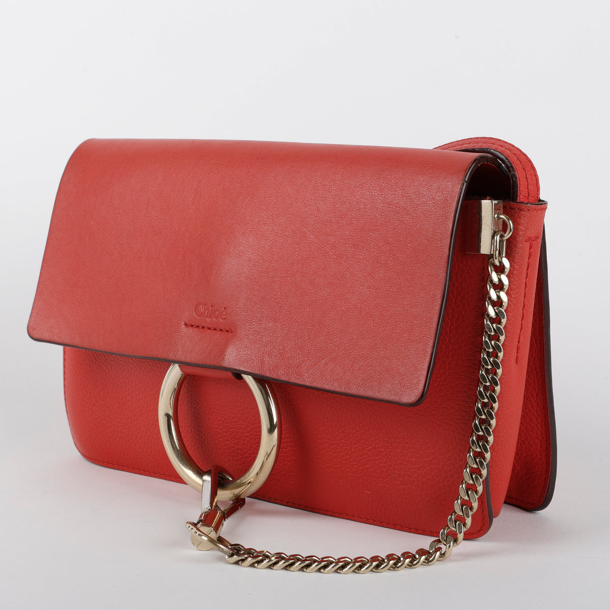Faye Wallet on Chain, Red Calfskin