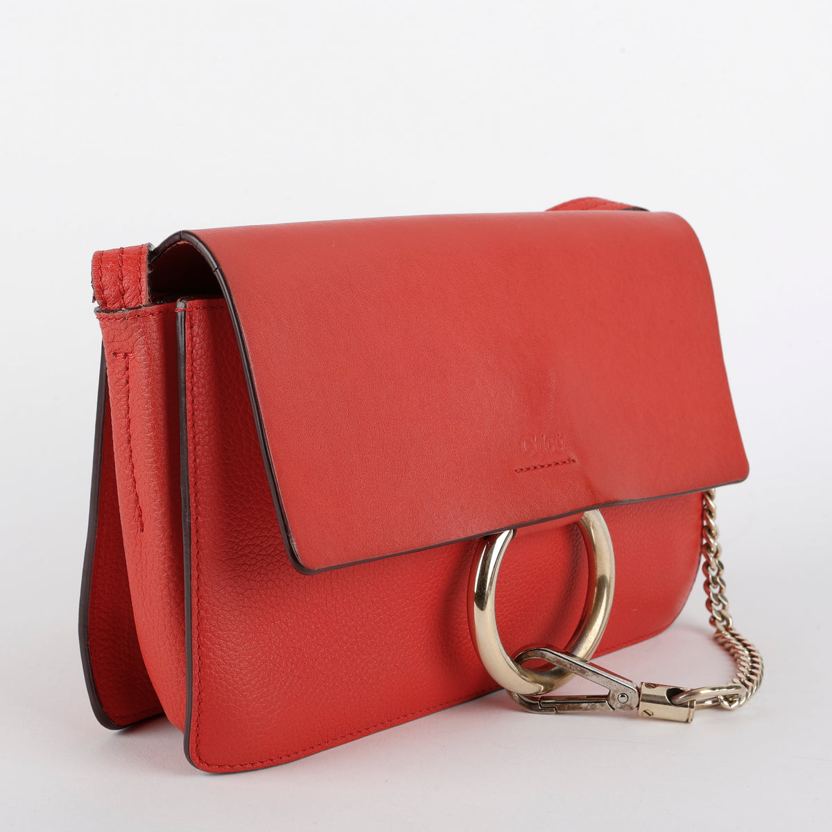 Faye Wallet on Chain, Red Calfskin