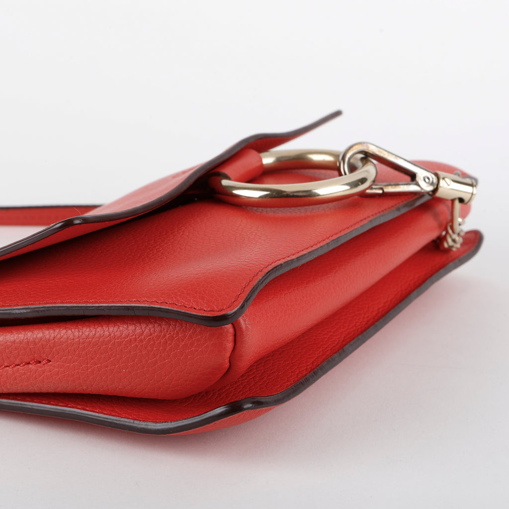 Faye Wallet on Chain, Red Calfskin