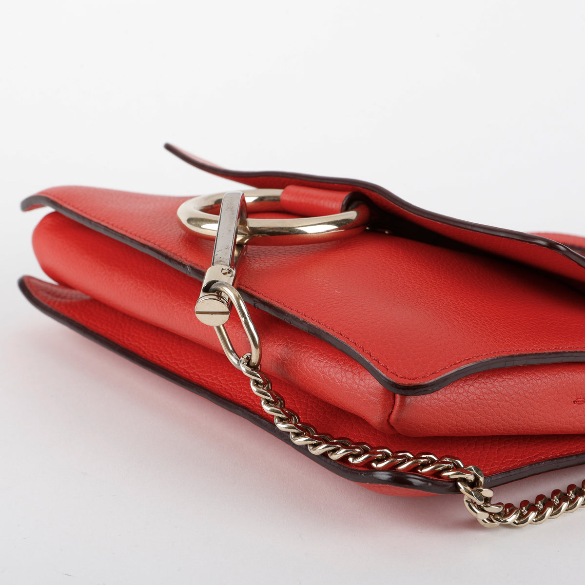 Faye Wallet on Chain, Red Calfskin
