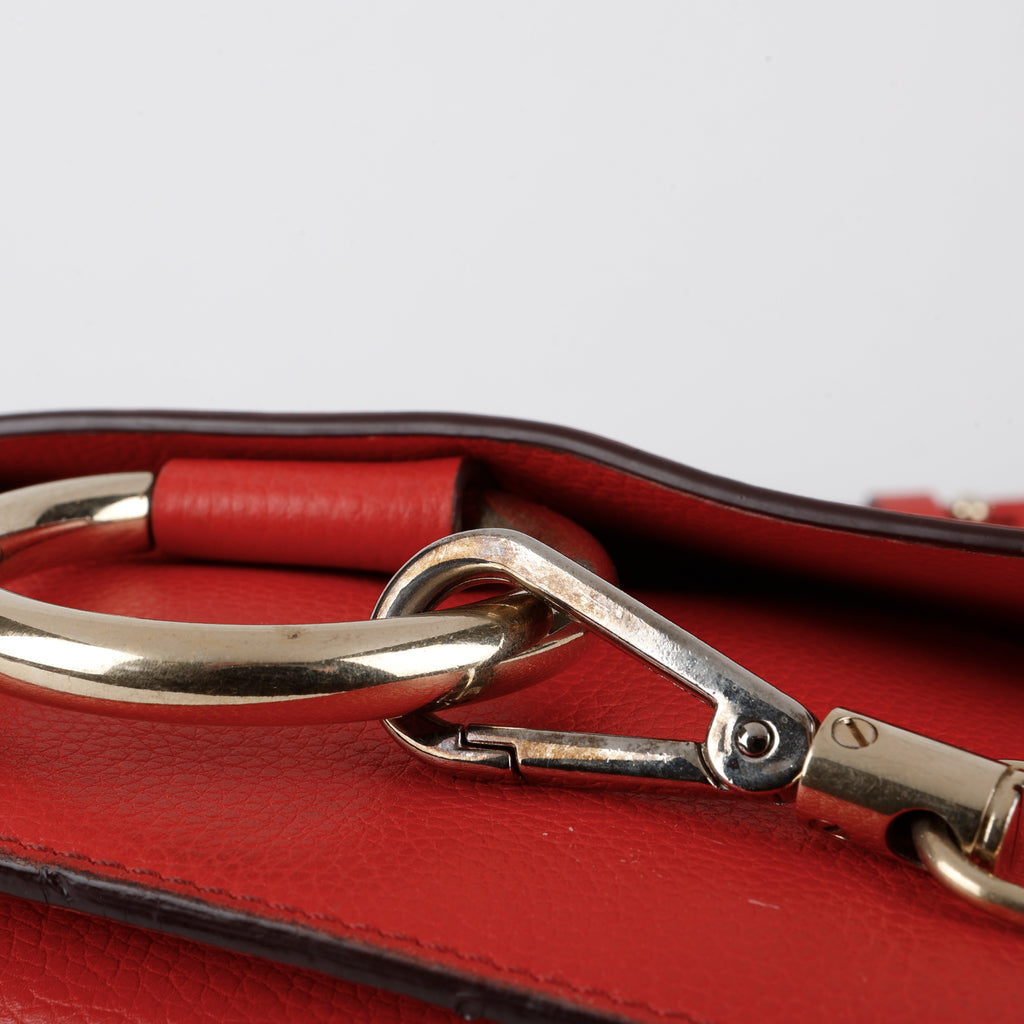 Faye Wallet on Chain, Red Calfskin