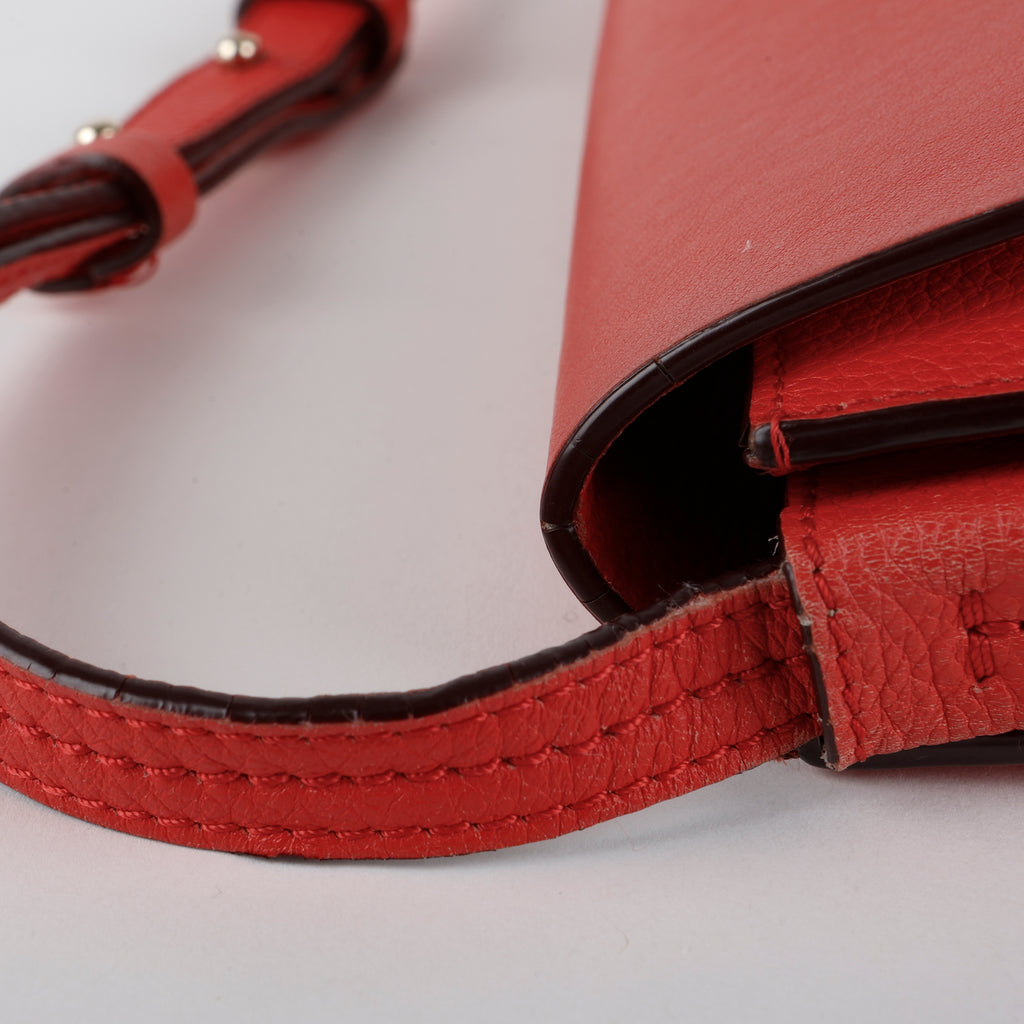 Faye Wallet on Chain, Red Calfskin