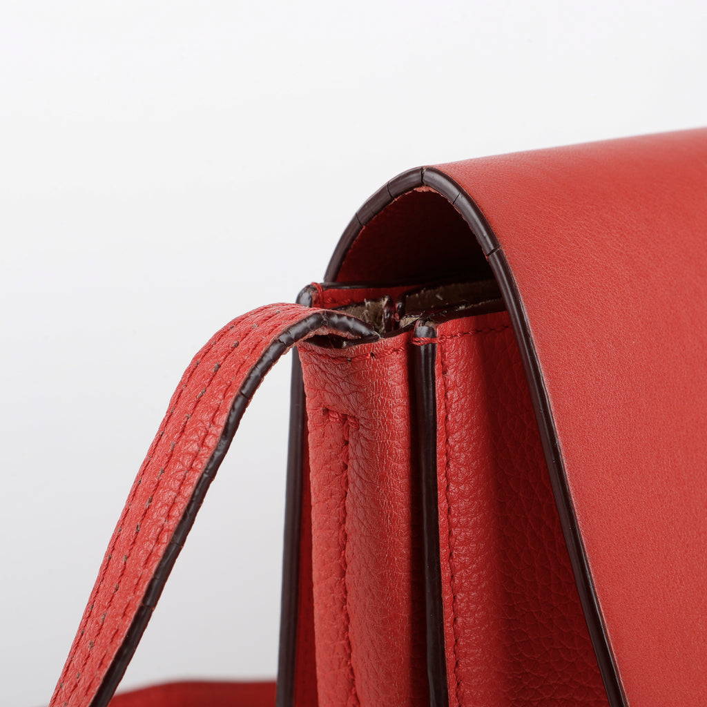 Faye Wallet on Chain, Red Calfskin