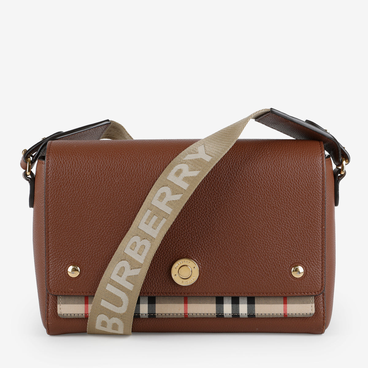 Vintage Medium Note Crossbody, Brown/Checked
