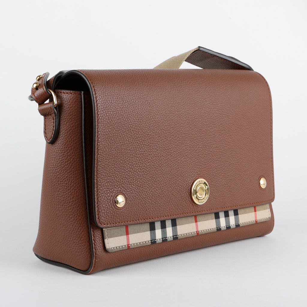 Vintage Medium Note Crossbody, Brown/Checked