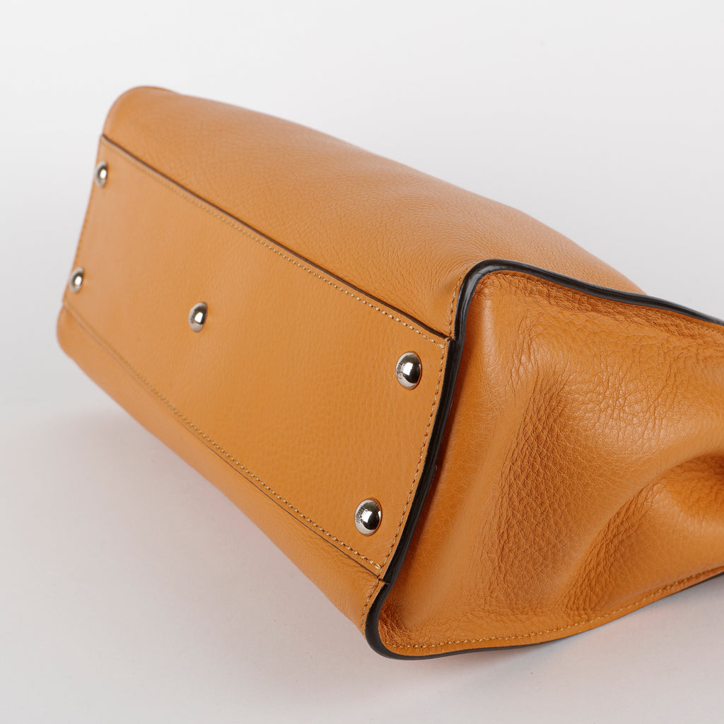 Medium Granite Plexiglass Peekaboo, Orange Calfskin