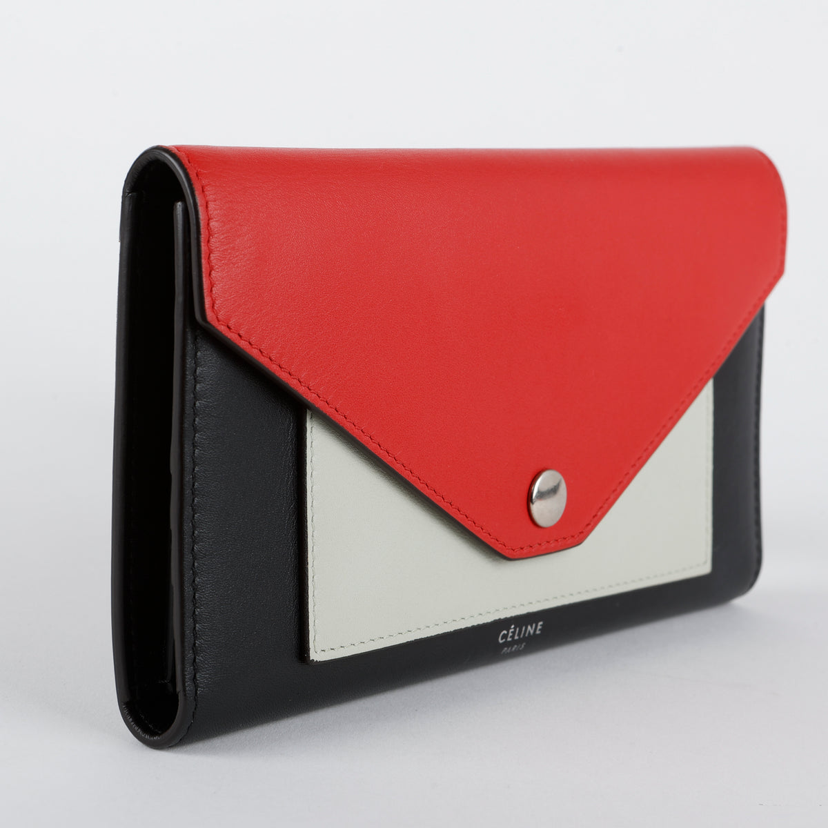 Tricolor Envelope Wallet, Red/Black/Mint
