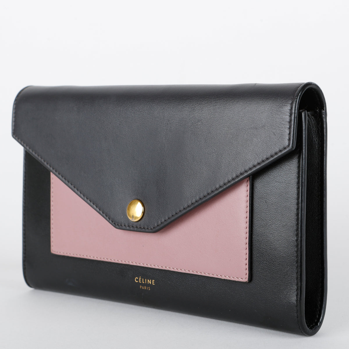 Pocket Envelope Wallet on Chain, Black/Mauve GHW