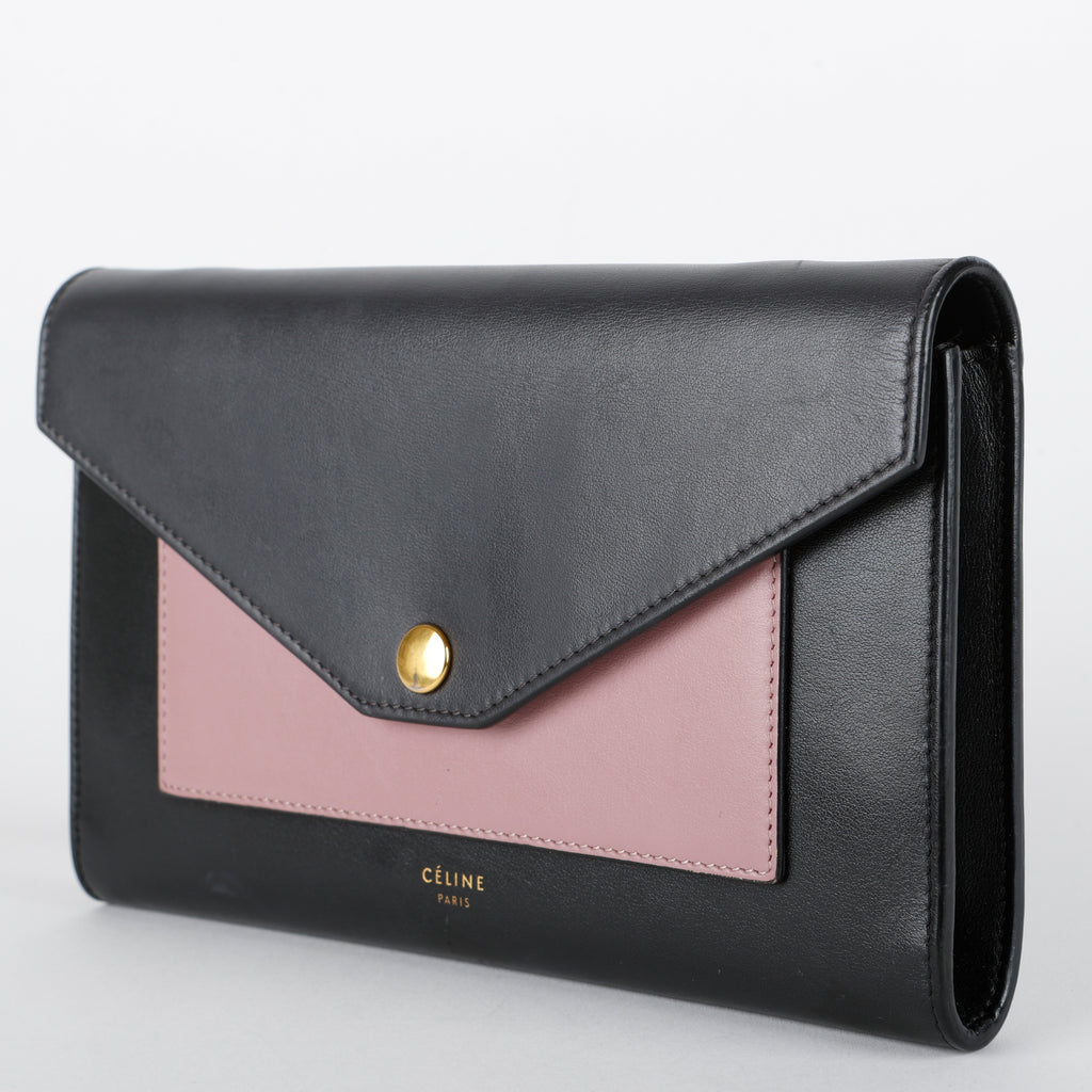 Pocket Envelope Wallet on Chain, Black/Mauve GHW