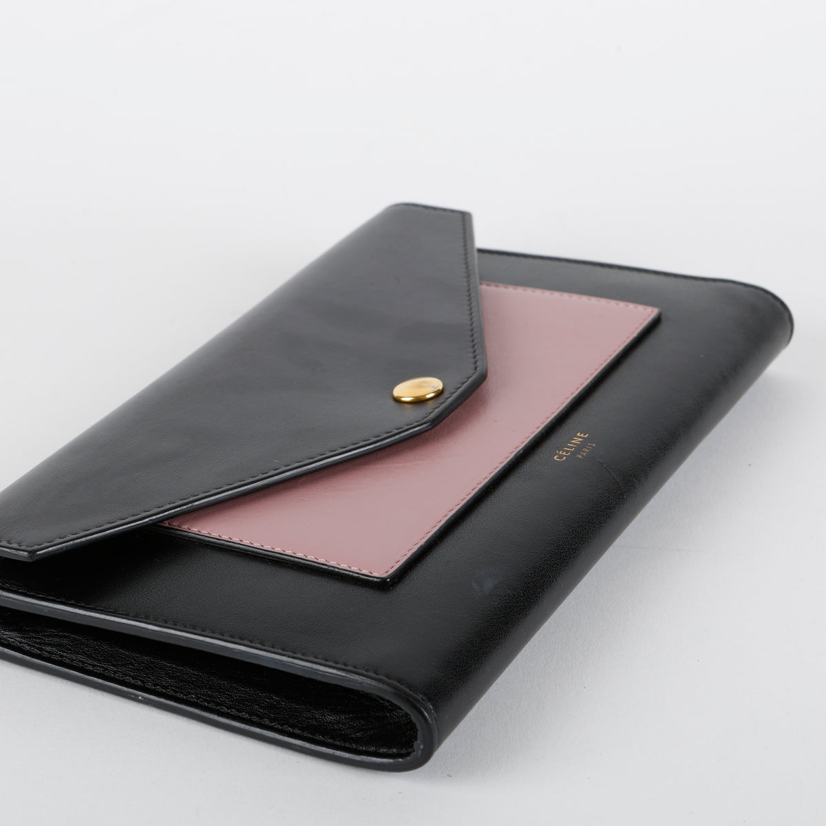 Pocket Envelope Wallet on Chain, Black/Mauve GHW