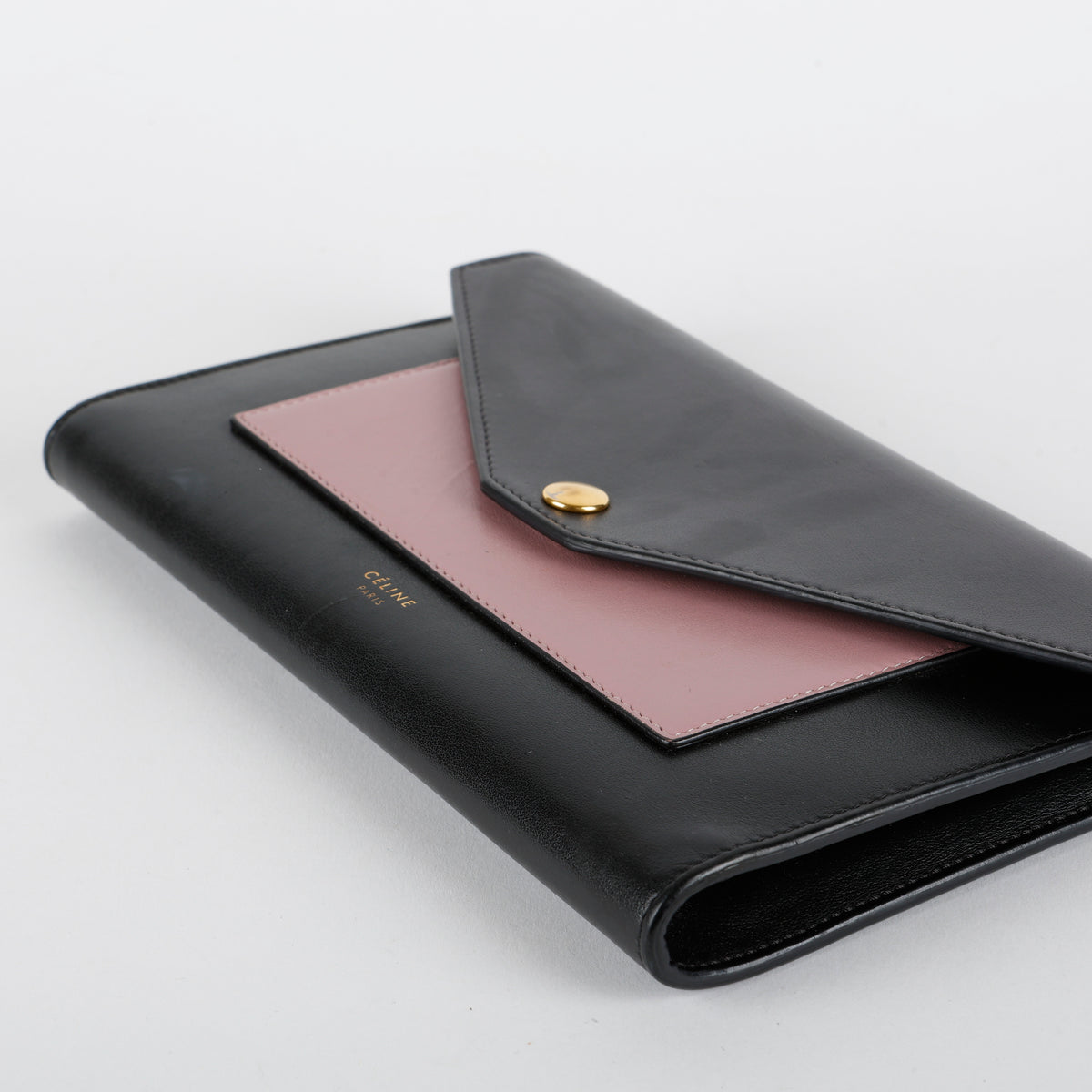 Pocket Envelope Wallet on Chain, Black/Mauve GHW