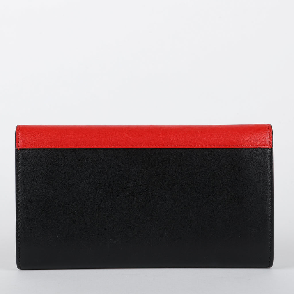 Tricolor Envelope Wallet, Red/Black/Mint