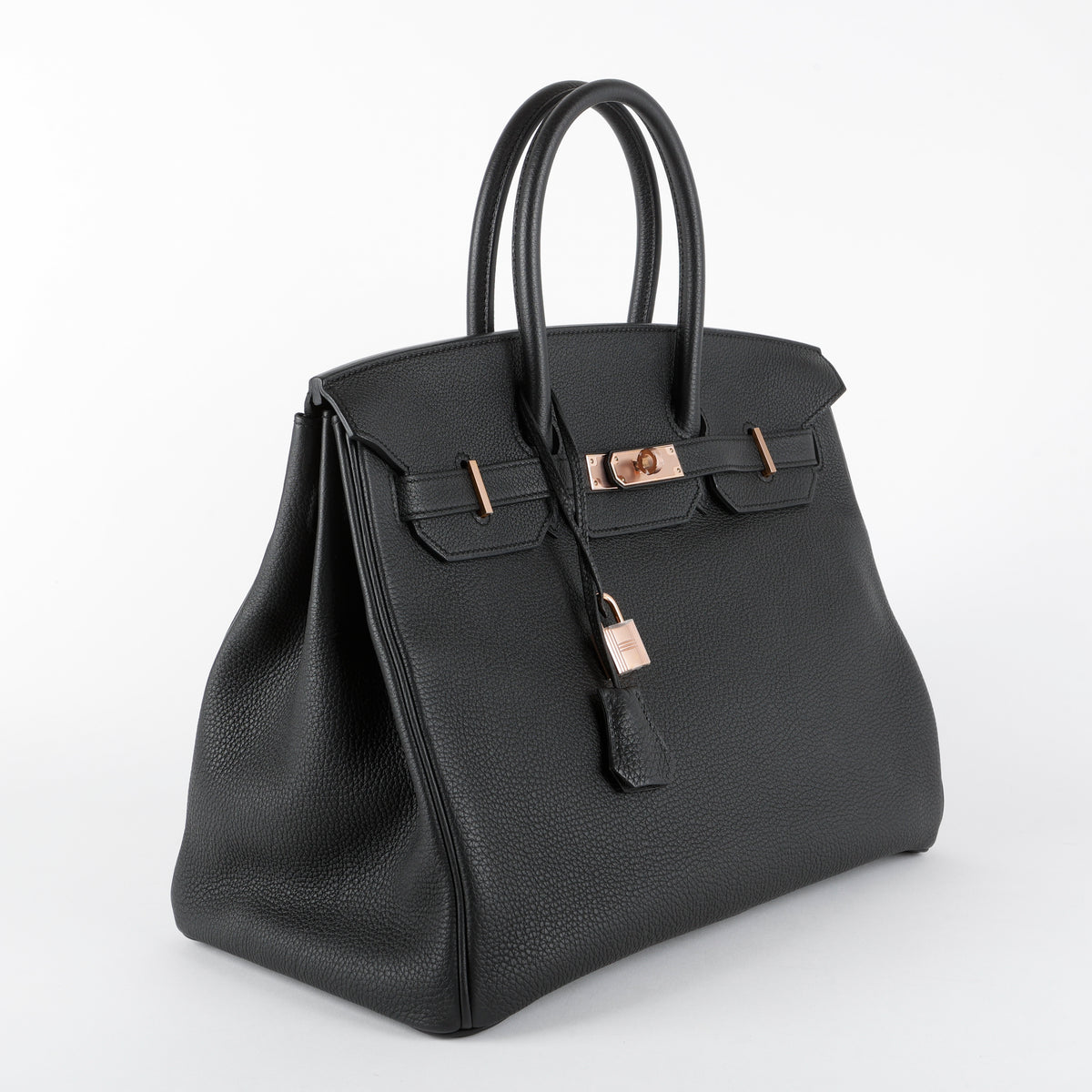 Birkin 35, Noir Togo Rose Gold Hardware