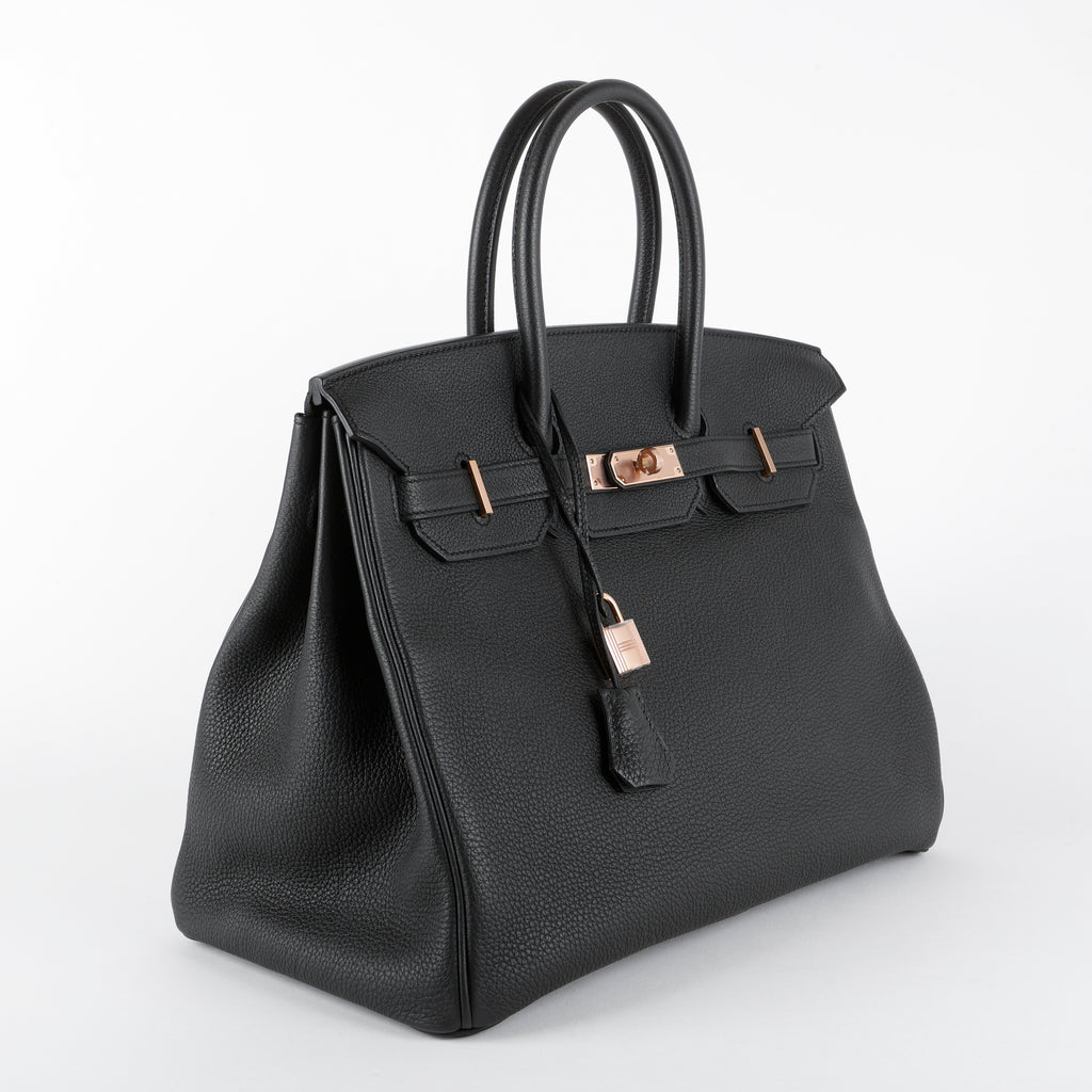 Birkin 35, Noir Togo Rose Gold Hardware