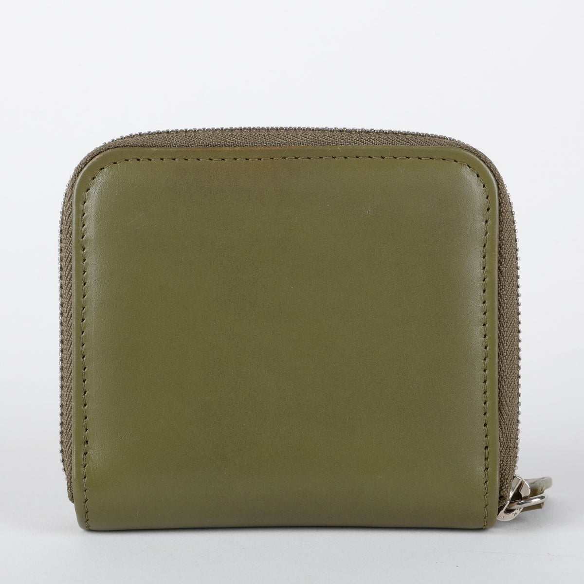 Mini V Logo Wallet, Olive Green Calfskin