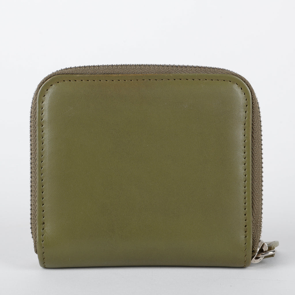 Mini V Logo Wallet, Olive Green Calfskin