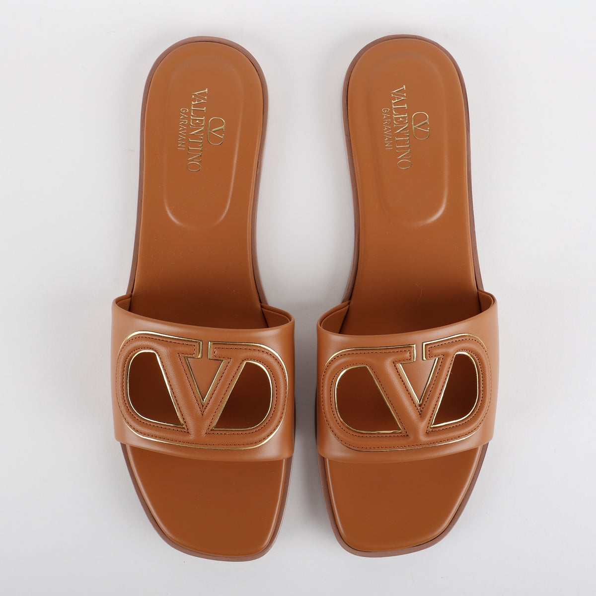 VLogo Signature Slide Sandal, Brown Calfskin (size 40)