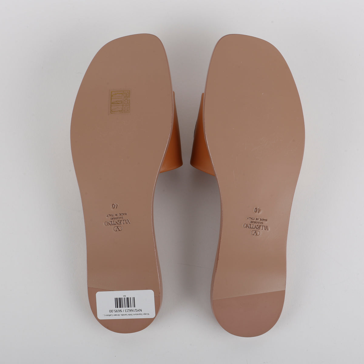 VLogo Signature Slide Sandal, Brown Calfskin (size 40)